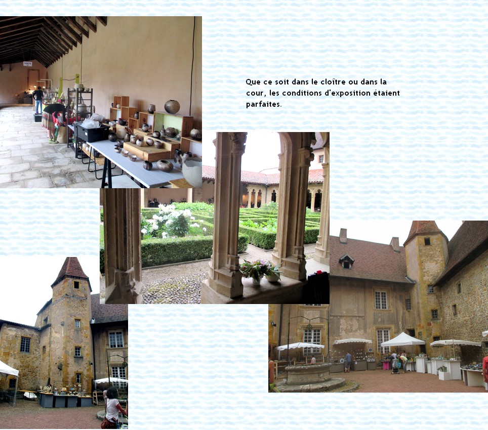 marché de potiers de Charlieu de juin 2015, francis dumelié, péniche d'argile et d'eau, le cloitre et la cour de l'abbaye